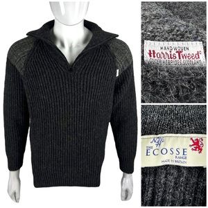 Niffi The Ecosse Range Mens Large Sweater Hand Woven Harris Tweed 100% Wool EUC